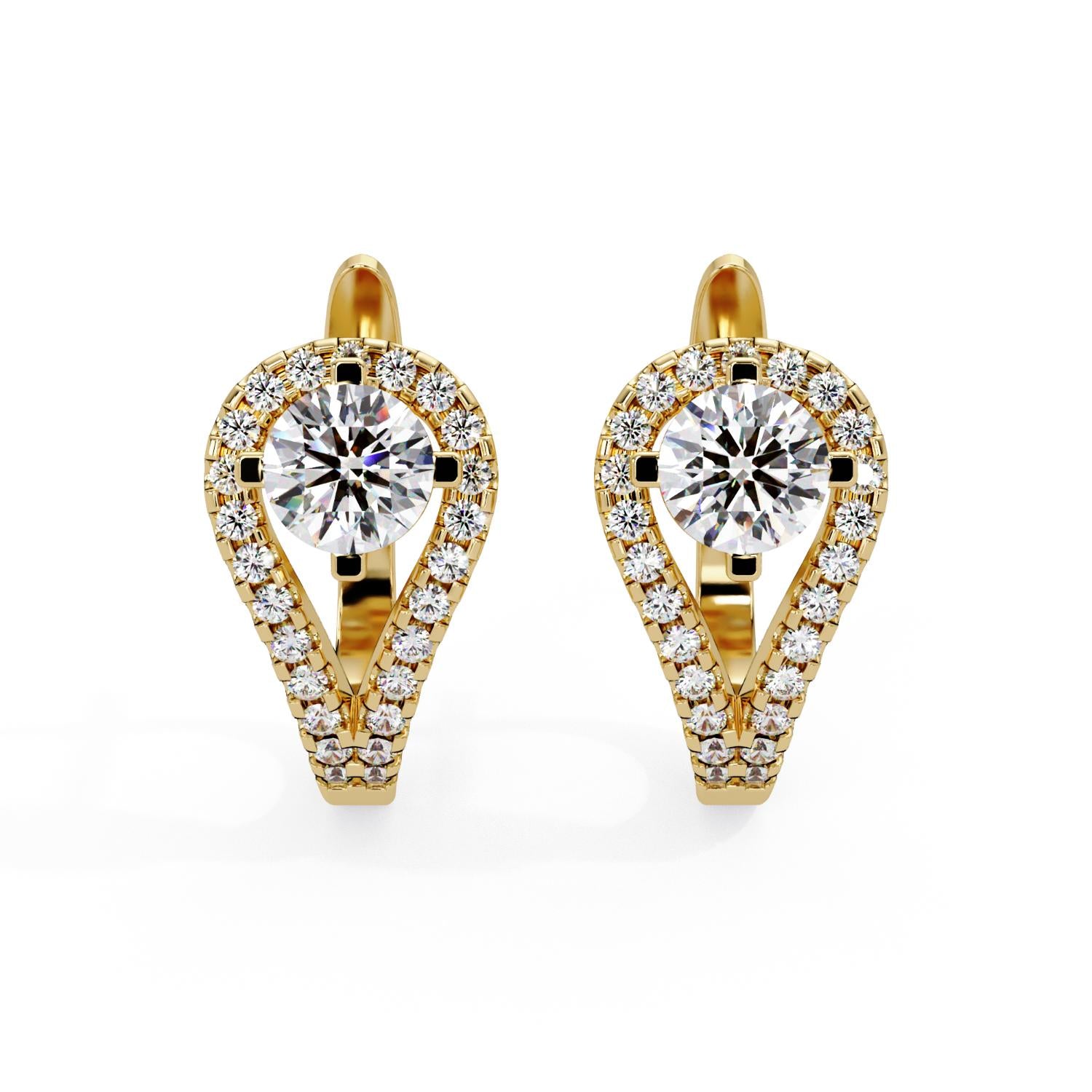 Round 1.35 Ct Lab-Grown Diamond Halo Teardrop Open Earrings - Sterling Silver