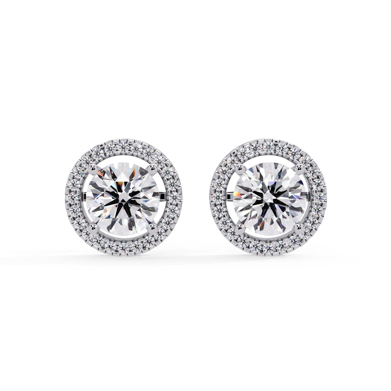 Round 4.50 Ct Lab-Grown Diamond Halo Stud Earrings - Sterling Silver
