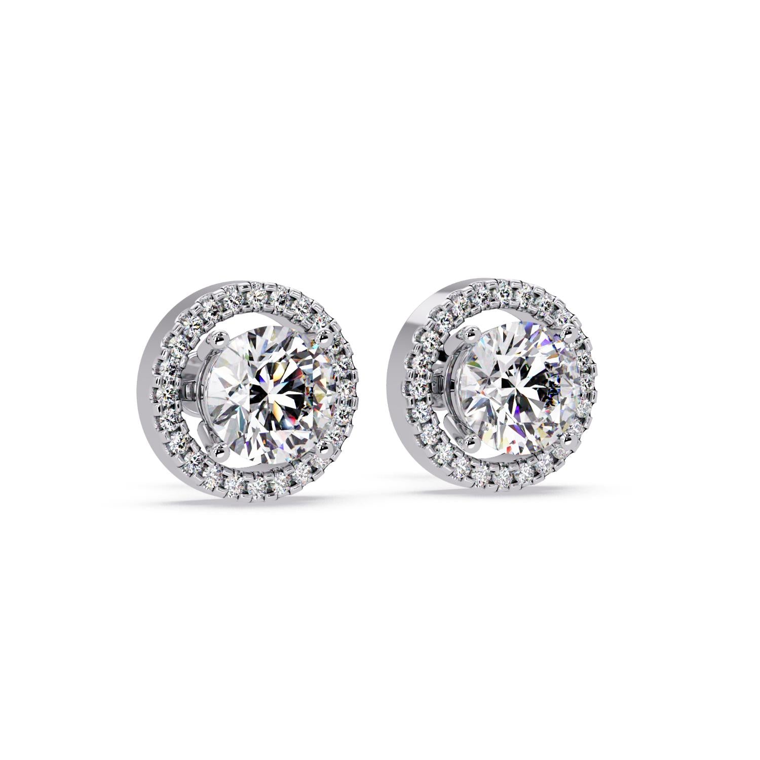 Round 4.50 Ct Lab-Grown Diamond Halo Stud Earrings - Sterling Silver