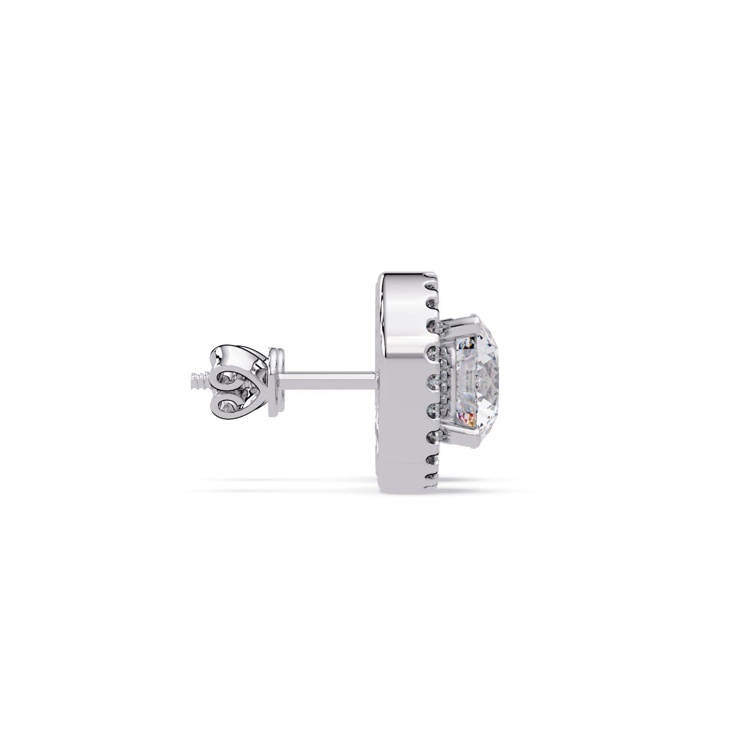 Round 4.50 Ct Lab-Grown Diamond Halo Stud Earrings - Sterling Silver