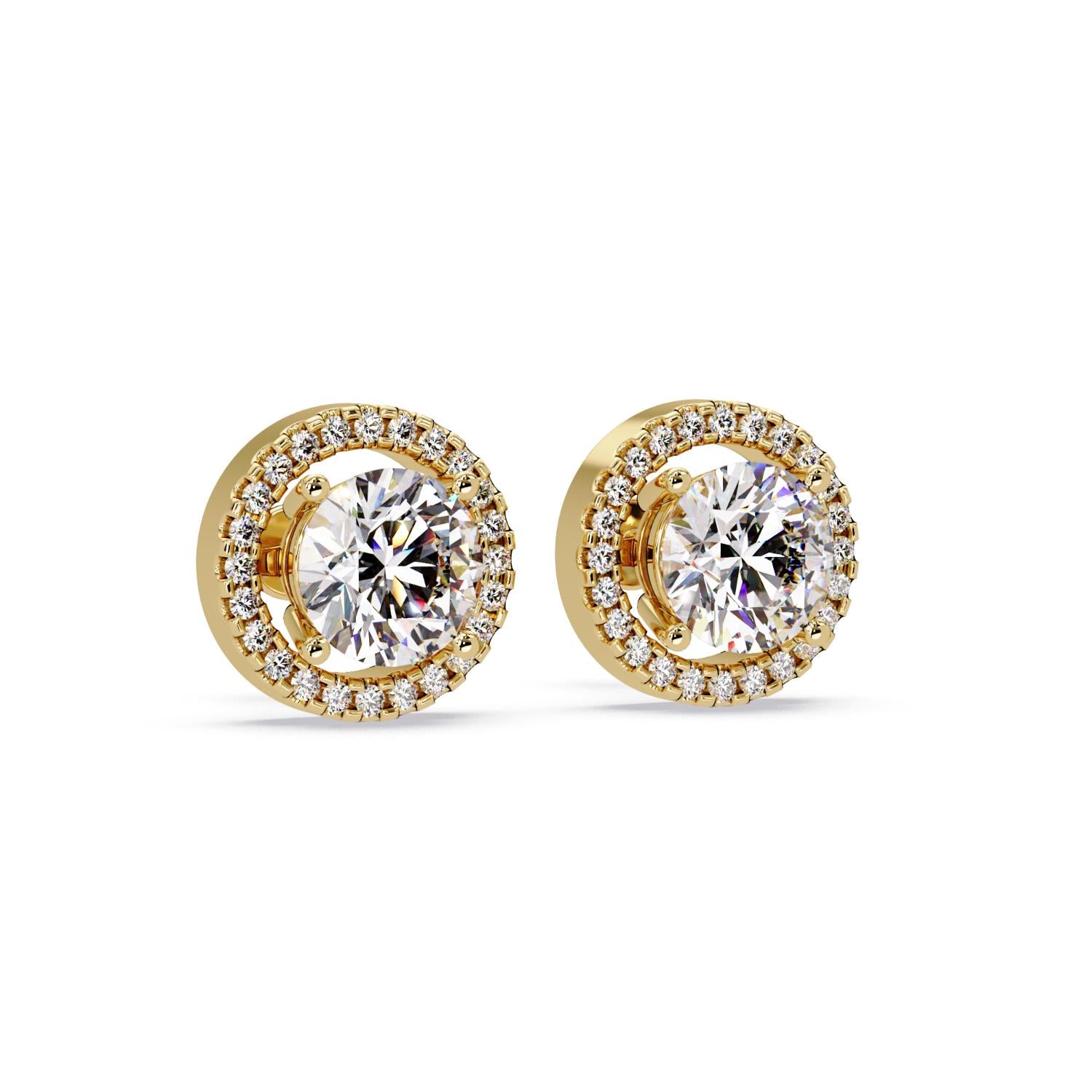 Round 4.50 Ct Lab-Grown Diamond Halo Stud Earrings - Sterling Silver