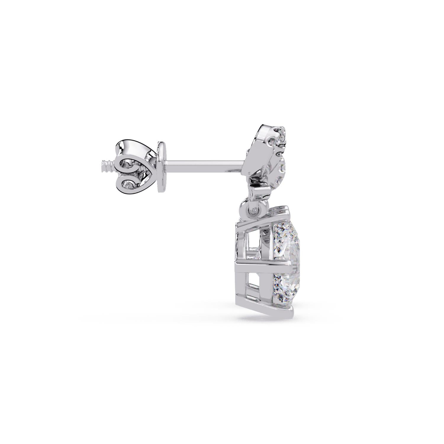 Cushion 2.50 Ct Lab-Grown Diamond Bow Drop Halo Earrings - Sterling Silver