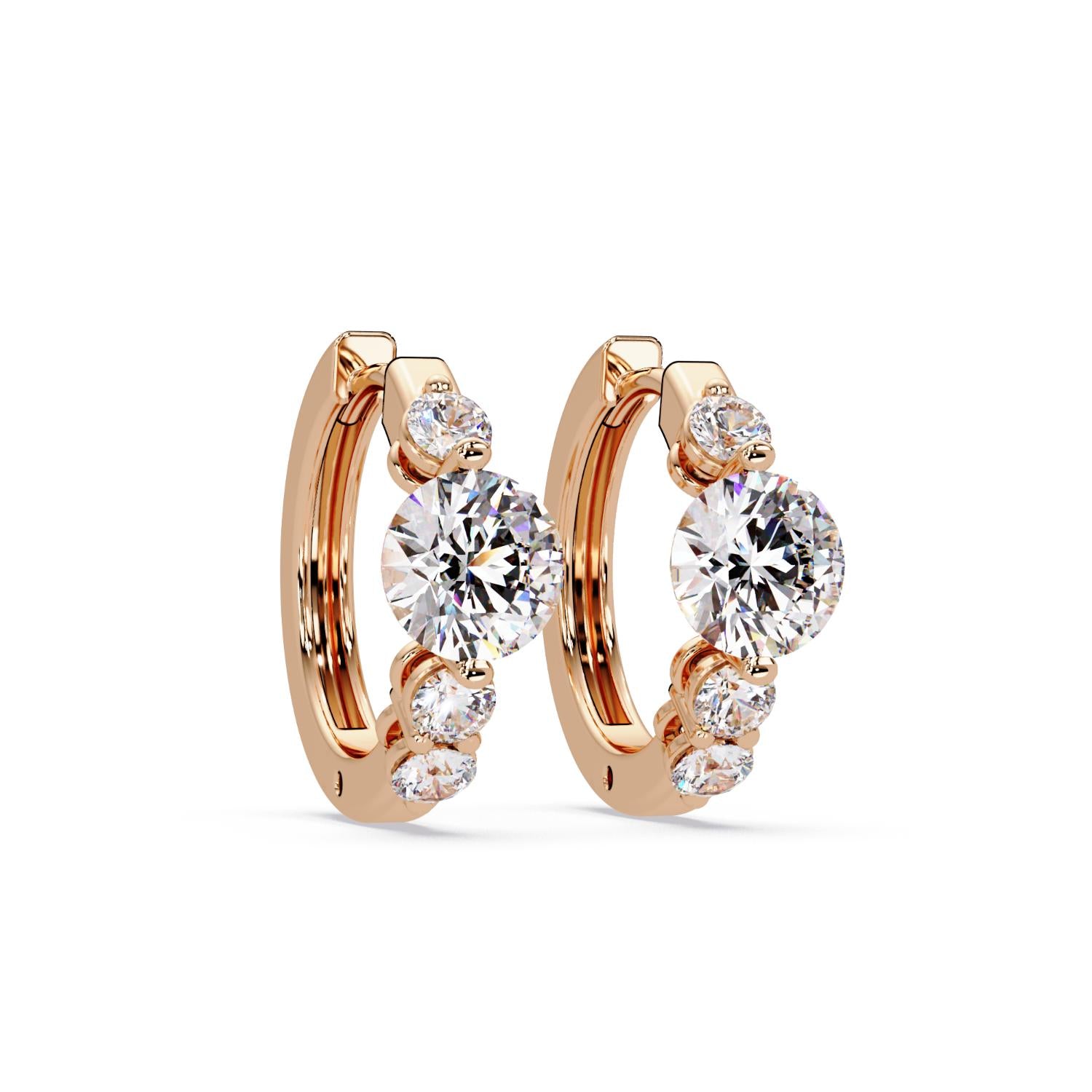 Round 2.70 Ct Lab-Grown Diamond Three Stone Hoop Earrings - Sterling Silver