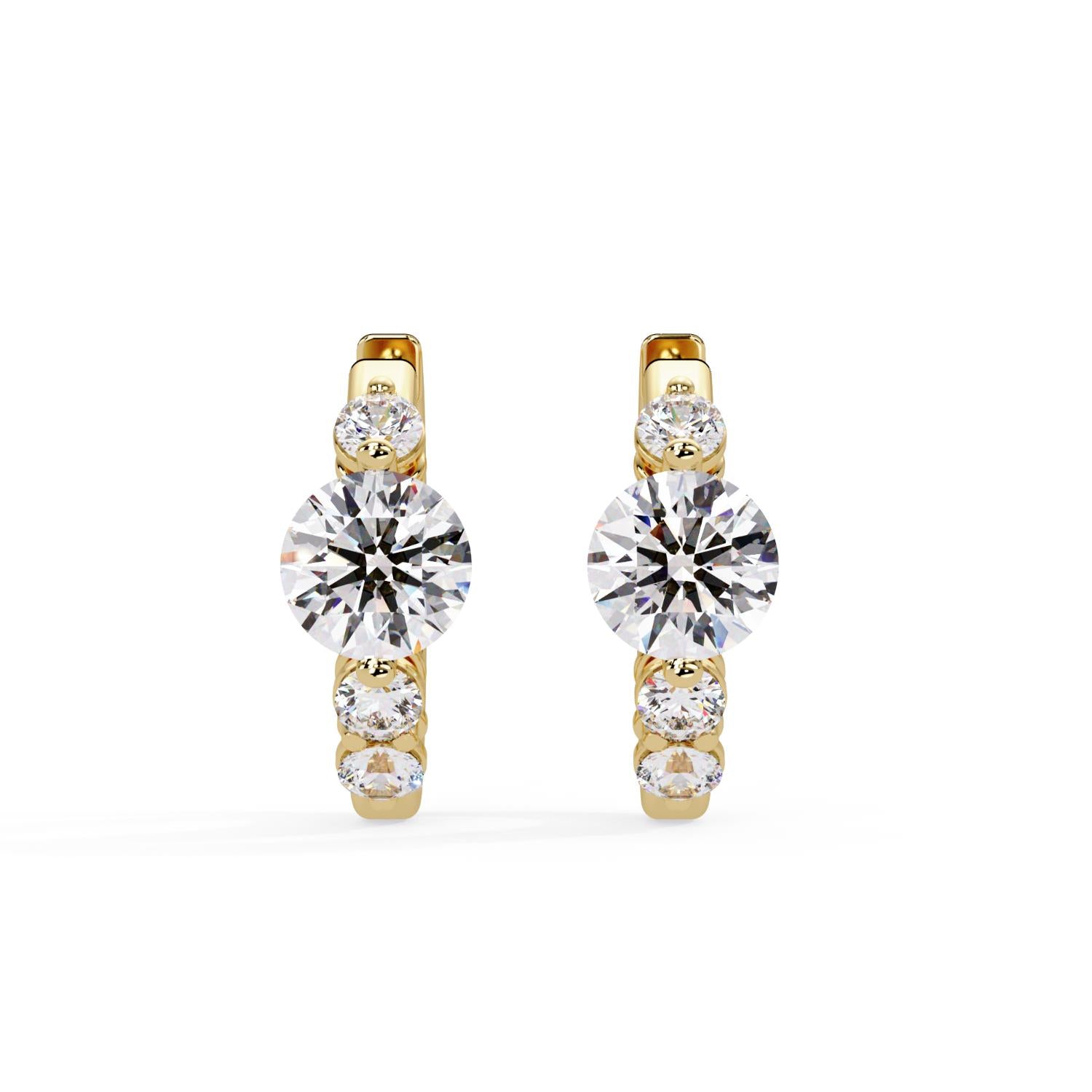Round 2.70 Ct Lab-Grown Diamond Three Stone Hoop Earrings - Sterling Silver