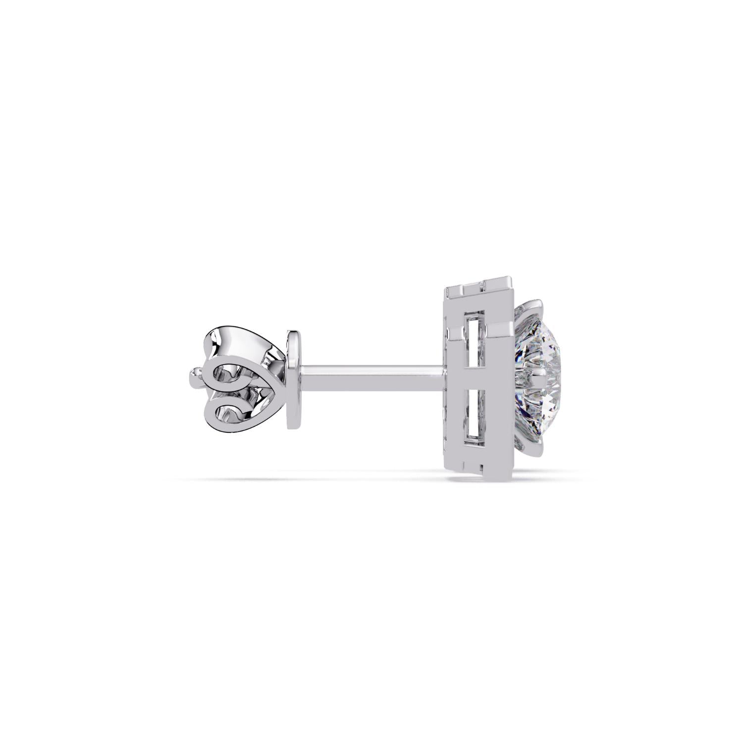 Round 1.15 Ct Lab-Grown Diamond Geometric Halo Stud Earrings - Sterling Silver