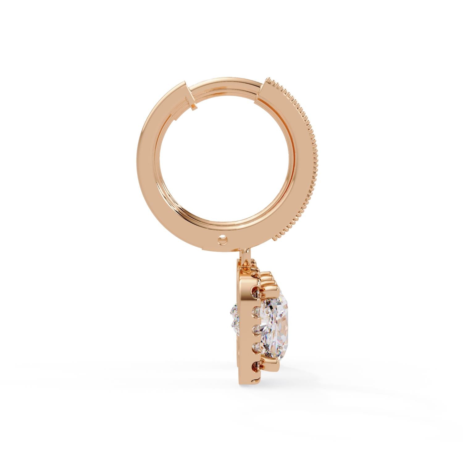 Cushion 4.00 Ct Lab-Grown Diamond Halo Drop Hoop Earrings - Sterling Silver
