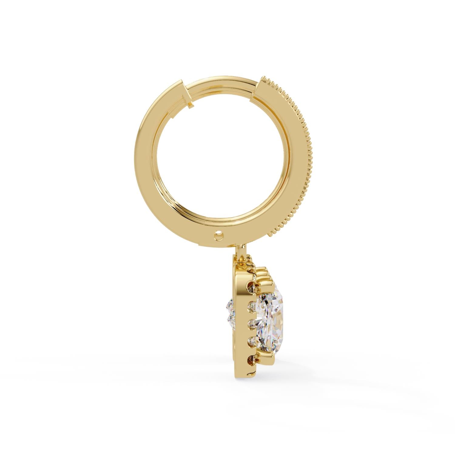Cushion 4.00 Ct Lab-Grown Diamond Halo Drop Hoop Earrings - Sterling Silver