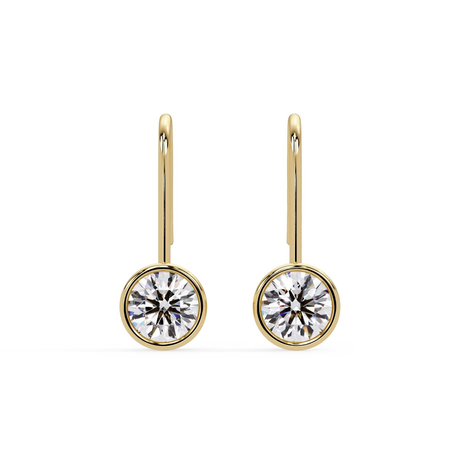 Round 1.30 Ct Lab-Grown Diamond Bezel Drop Minimalist Earrings - Sterling Silver