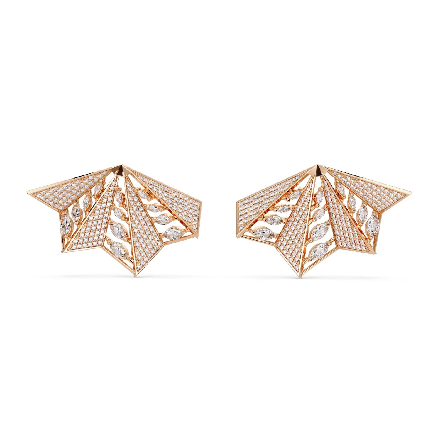 Marquise & Round 2.75 Ct Lab-Grown Diamond Statement Fan Wing Earrings- Sterling Silver