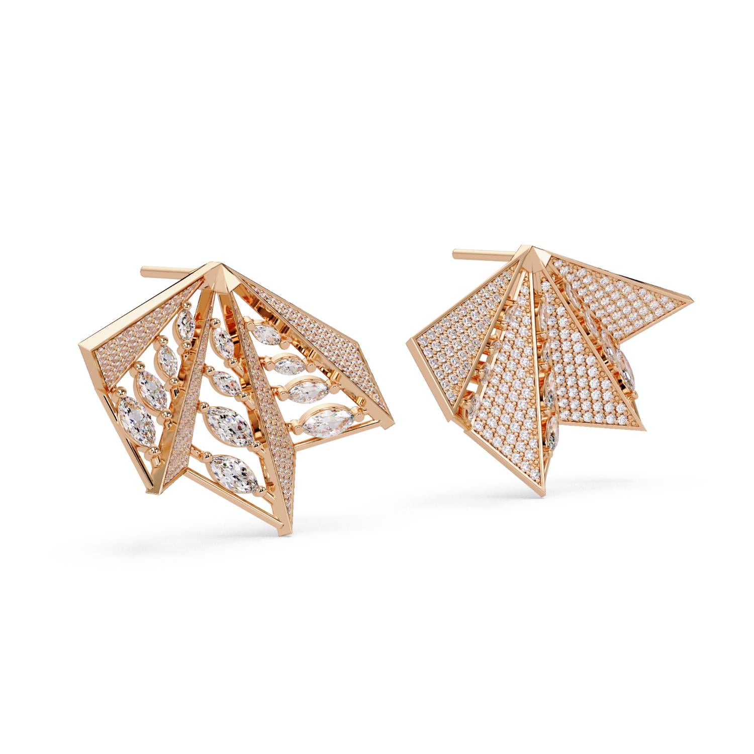 Marquise & Round 2.75 Ct Lab-Grown Diamond Statement Fan Wing Earrings- Sterling Silver
