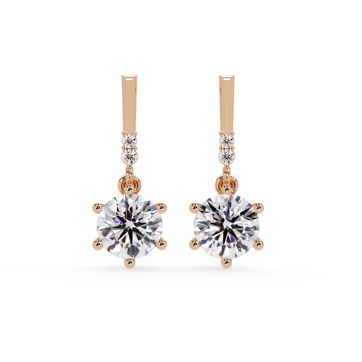 Classic Drop Solitaire Round 4.75 Ct Lab-Grown Diamond Earrings- Sterling Silver