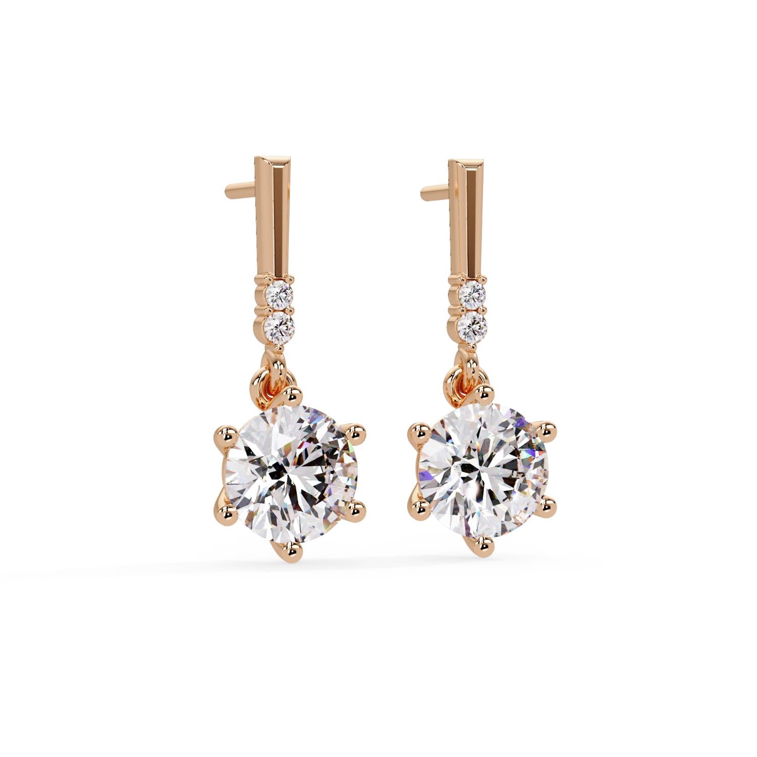 Classic Drop Solitaire Round 4.75 Ct Lab-Grown Diamond Earrings- Sterling Silver