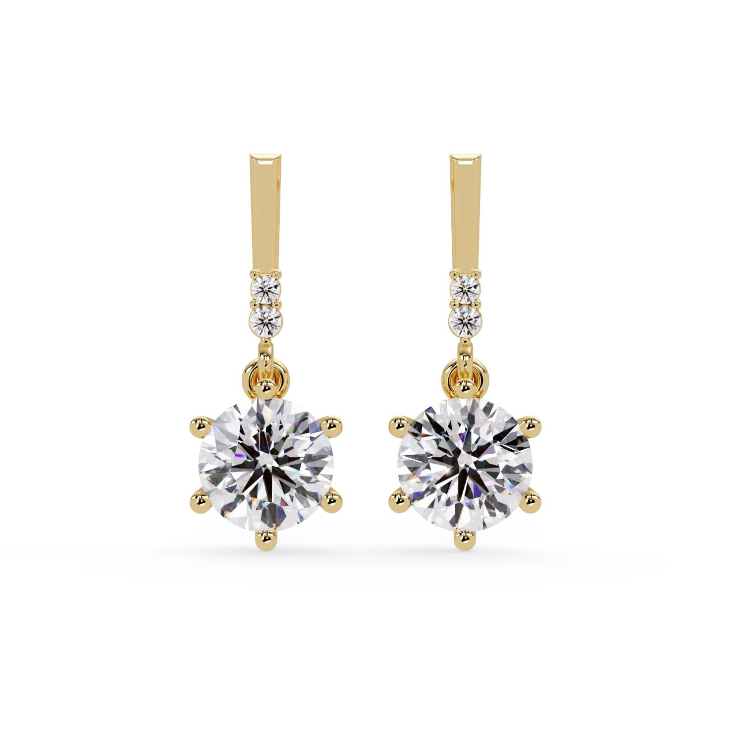 Classic Drop Solitaire Round 4.75 Ct Lab-Grown Diamond Earrings- Sterling Silver