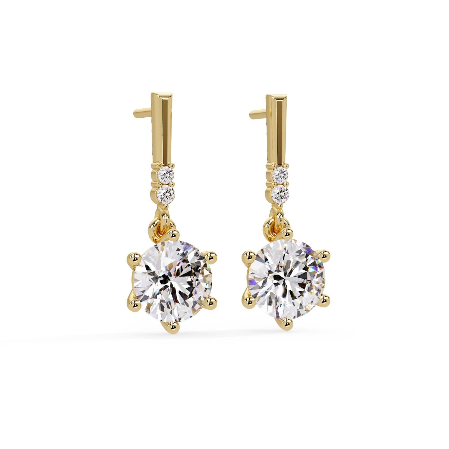 Classic Drop Solitaire Round 4.75 Ct Lab-Grown Diamond Earrings- Sterling Silver