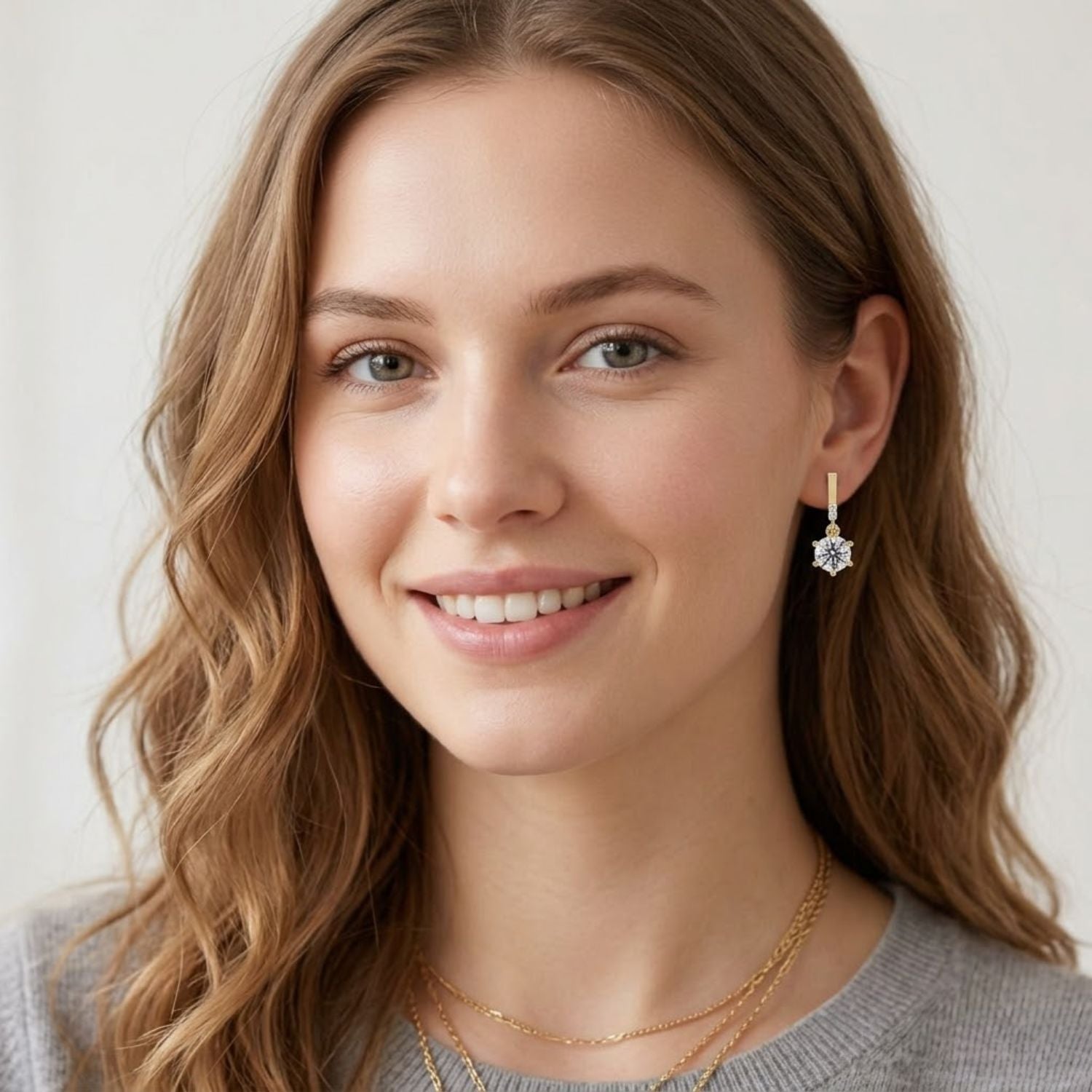Classic Drop Solitaire Round 4.75 Ct Lab-Grown Diamond Earrings- Sterling Silver