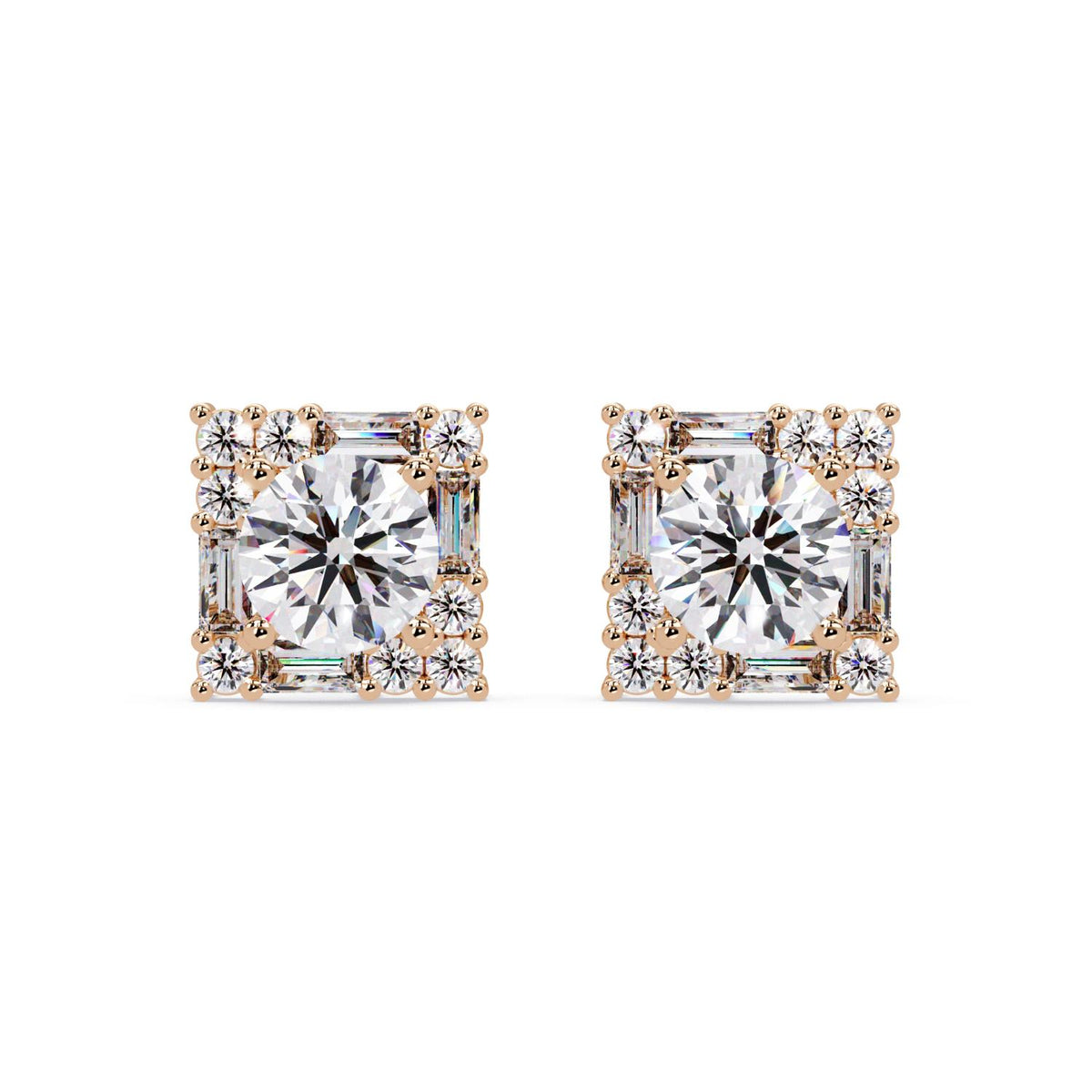 Round 3.00 Ct Lab-Grown Diamond Stud Earrings - Sterling Silver