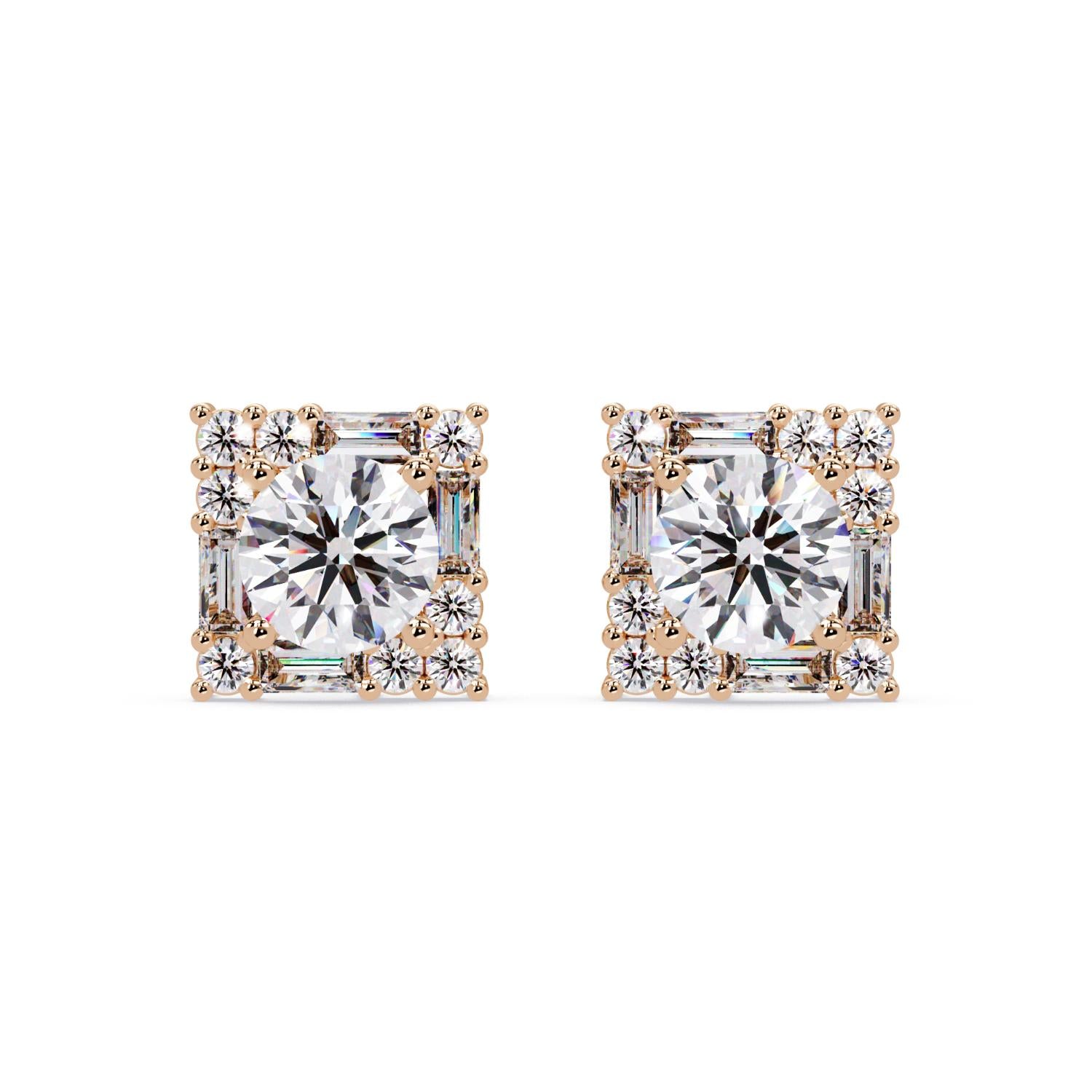 Round 3.00 Ct Lab-Grown Diamond Stud Earrings - Sterling Silver
