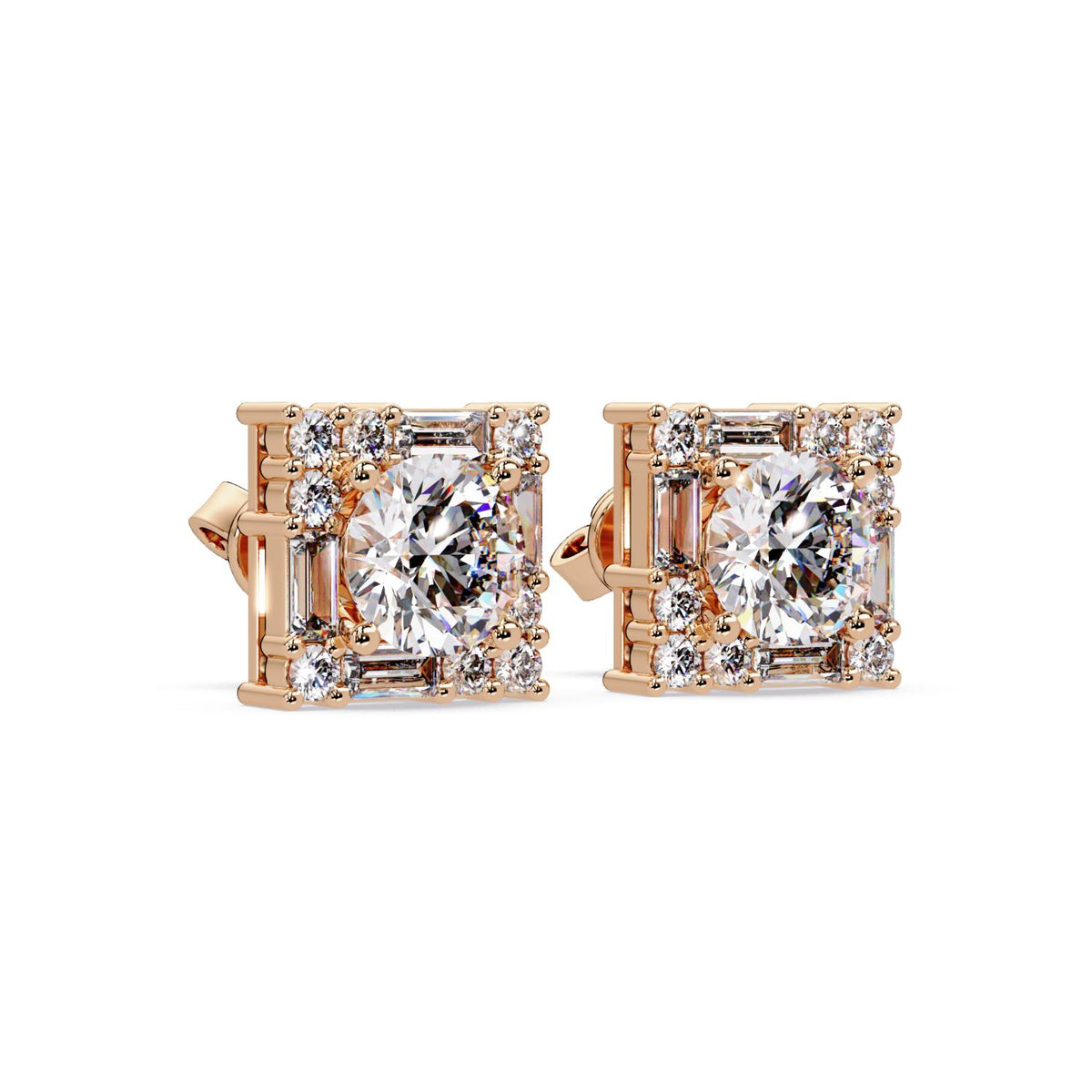 Round 3.00 Ct Lab-Grown Diamond Stud Earrings - Sterling Silver
