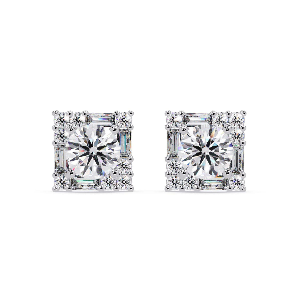 Round 3.00 Ct Lab-Grown Diamond Stud Earrings - Sterling Silver