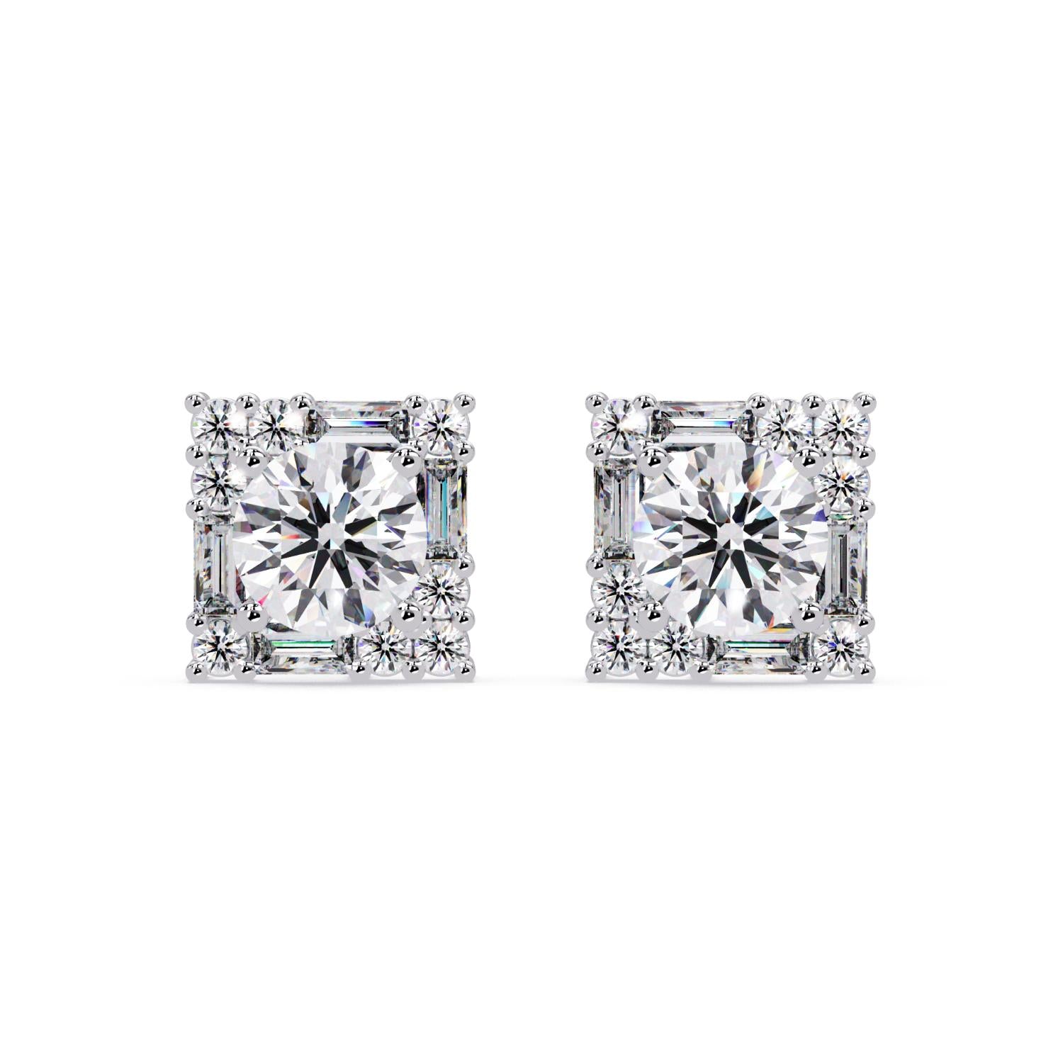 Round 3.00 Ct Lab-Grown Diamond Stud Earrings - Sterling Silver