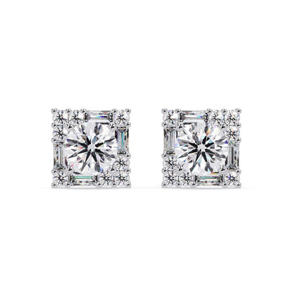 Round 3.00 Ct Lab-Grown Diamond Stud Earrings - Sterling Silver