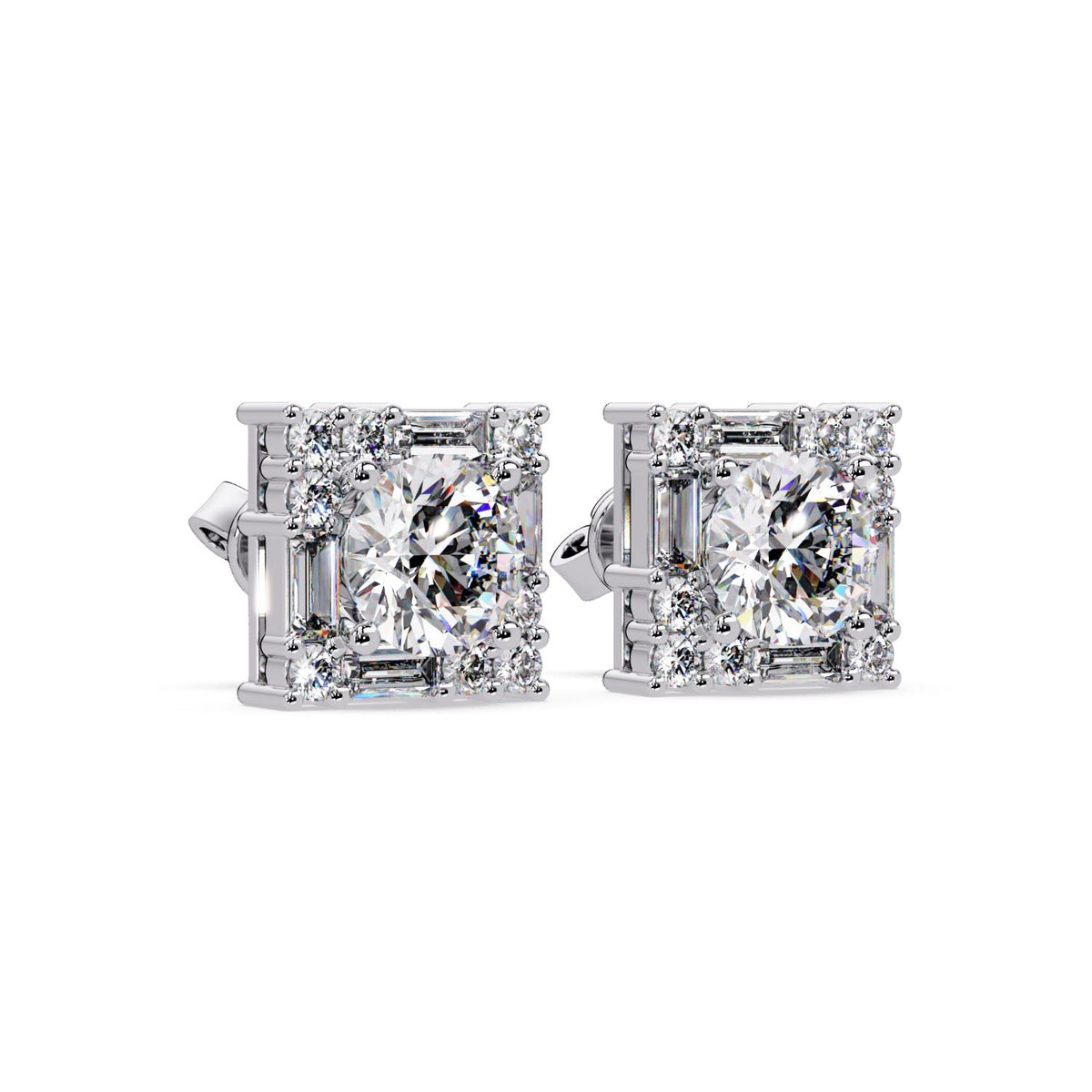 Round 3.00 Ct Lab-Grown Diamond Stud Earrings - Sterling Silver