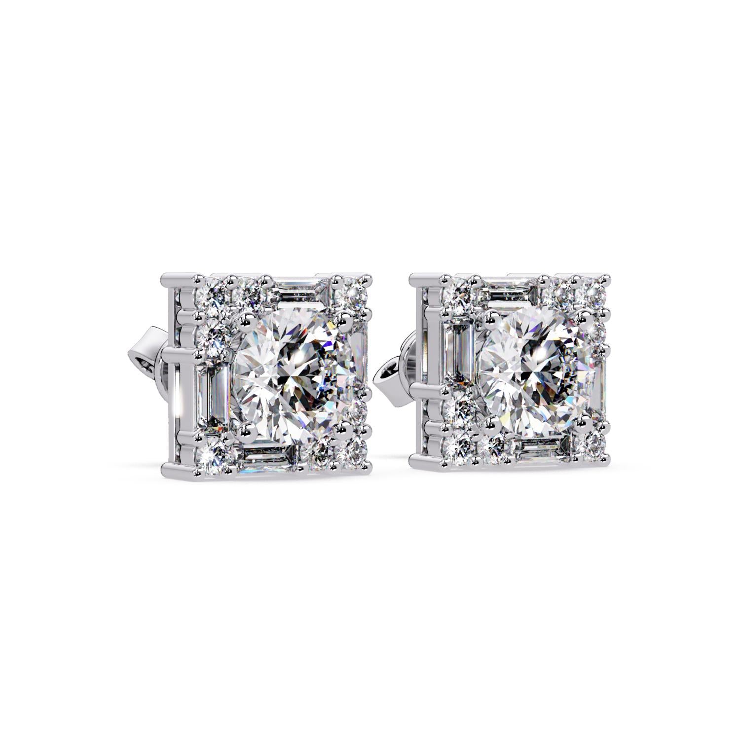Round 3.00 Ct Lab-Grown Diamond Stud Earrings - Sterling Silver