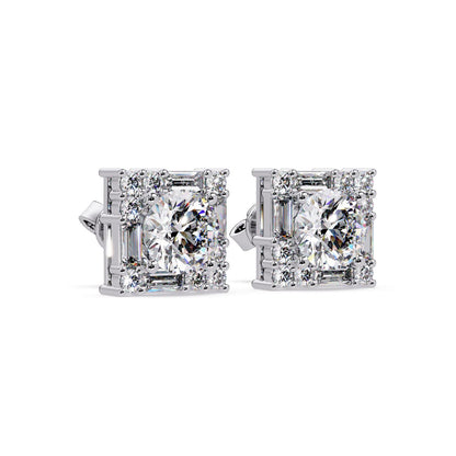 Round 3.00 Ct Lab-Grown Diamond Stud Earrings - Sterling Silver