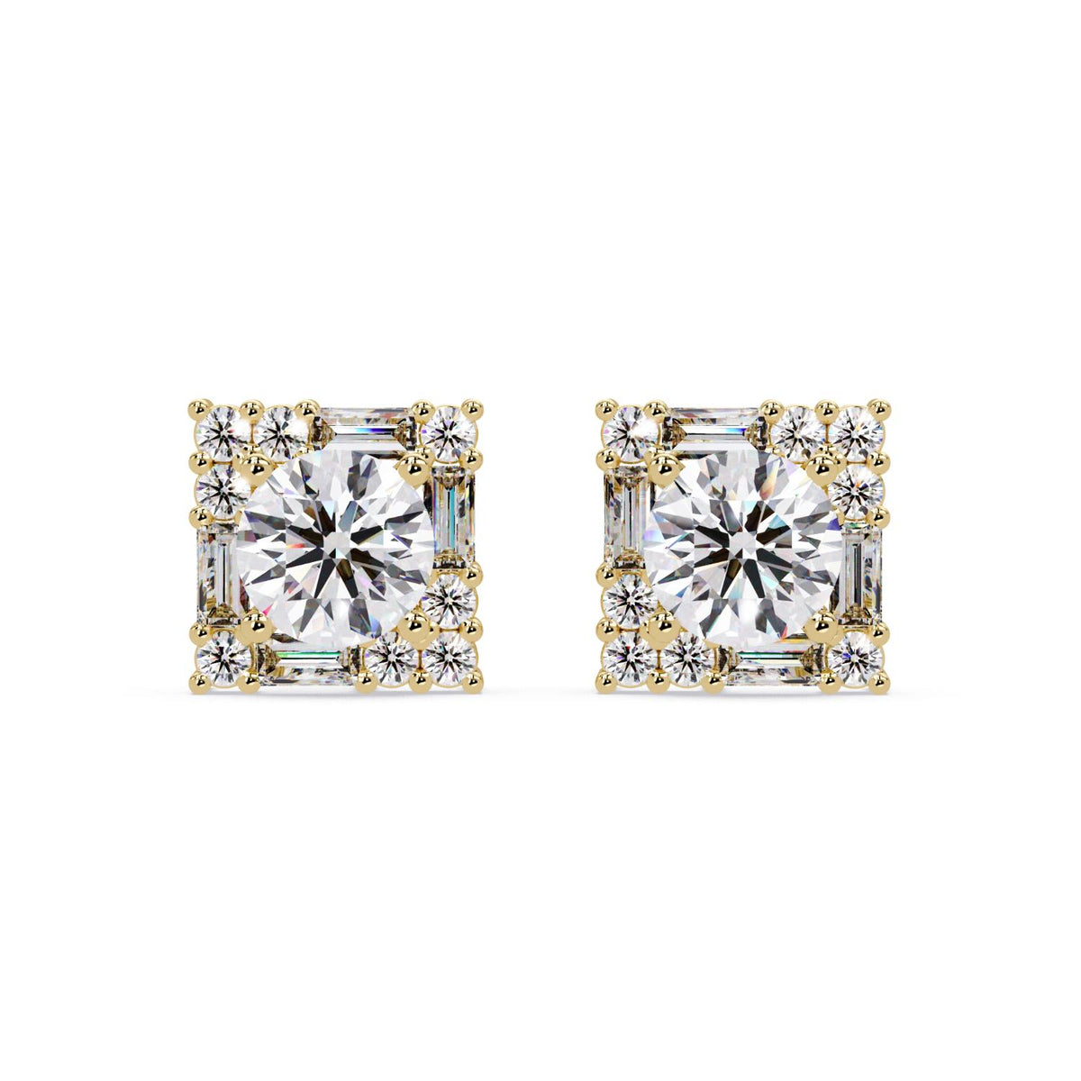 Round 3.00 Ct Lab-Grown Diamond Stud Earrings - Sterling Silver