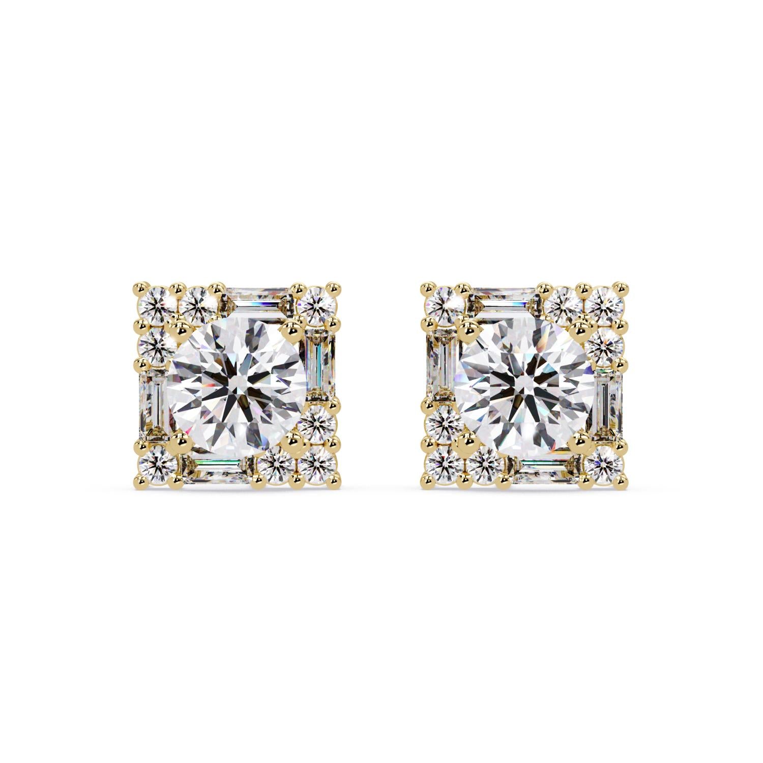 Round 3.00 Ct Lab-Grown Diamond Stud Earrings - Sterling Silver
