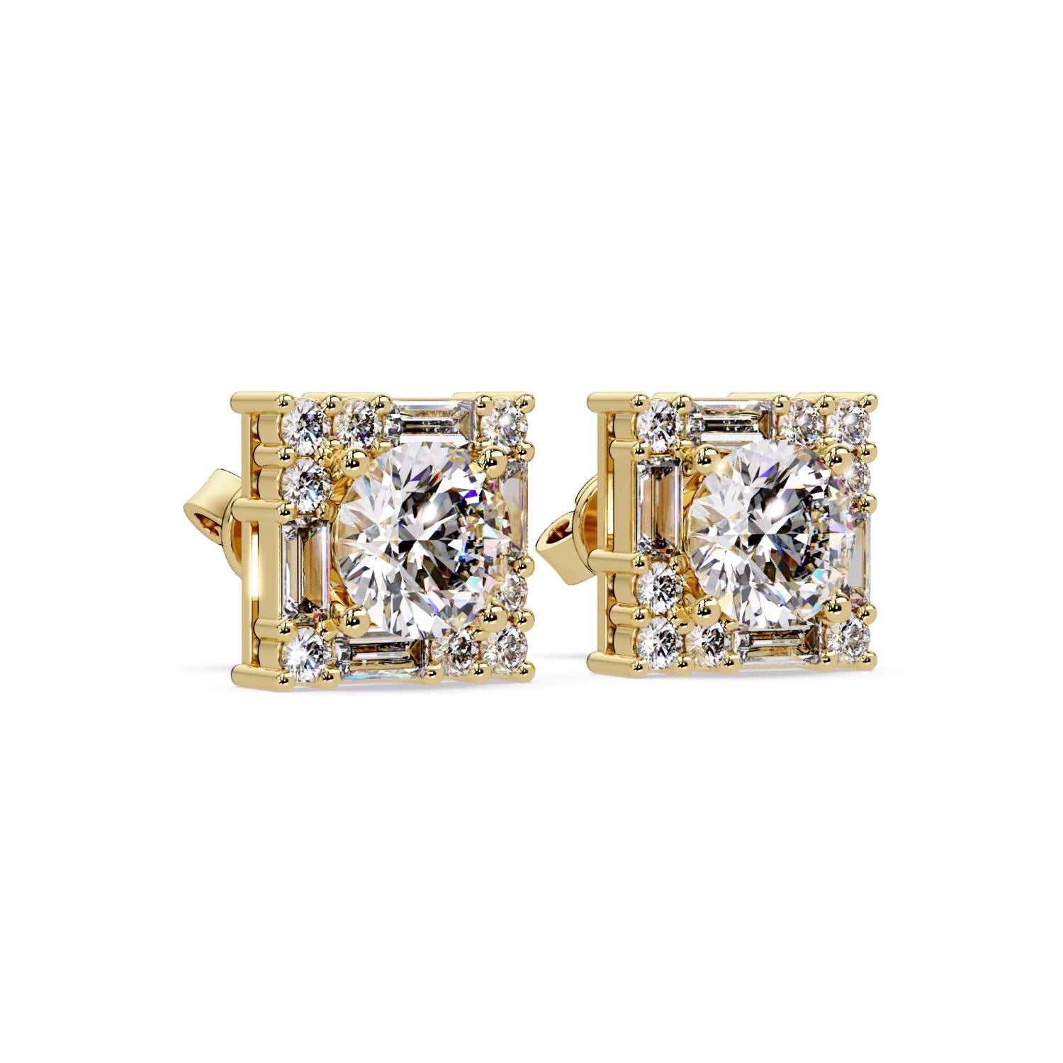 Round 3.00 Ct Lab-Grown Diamond Stud Earrings - Sterling Silver