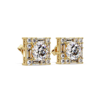Round 3.00 Ct Lab-Grown Diamond Stud Earrings - Sterling Silver