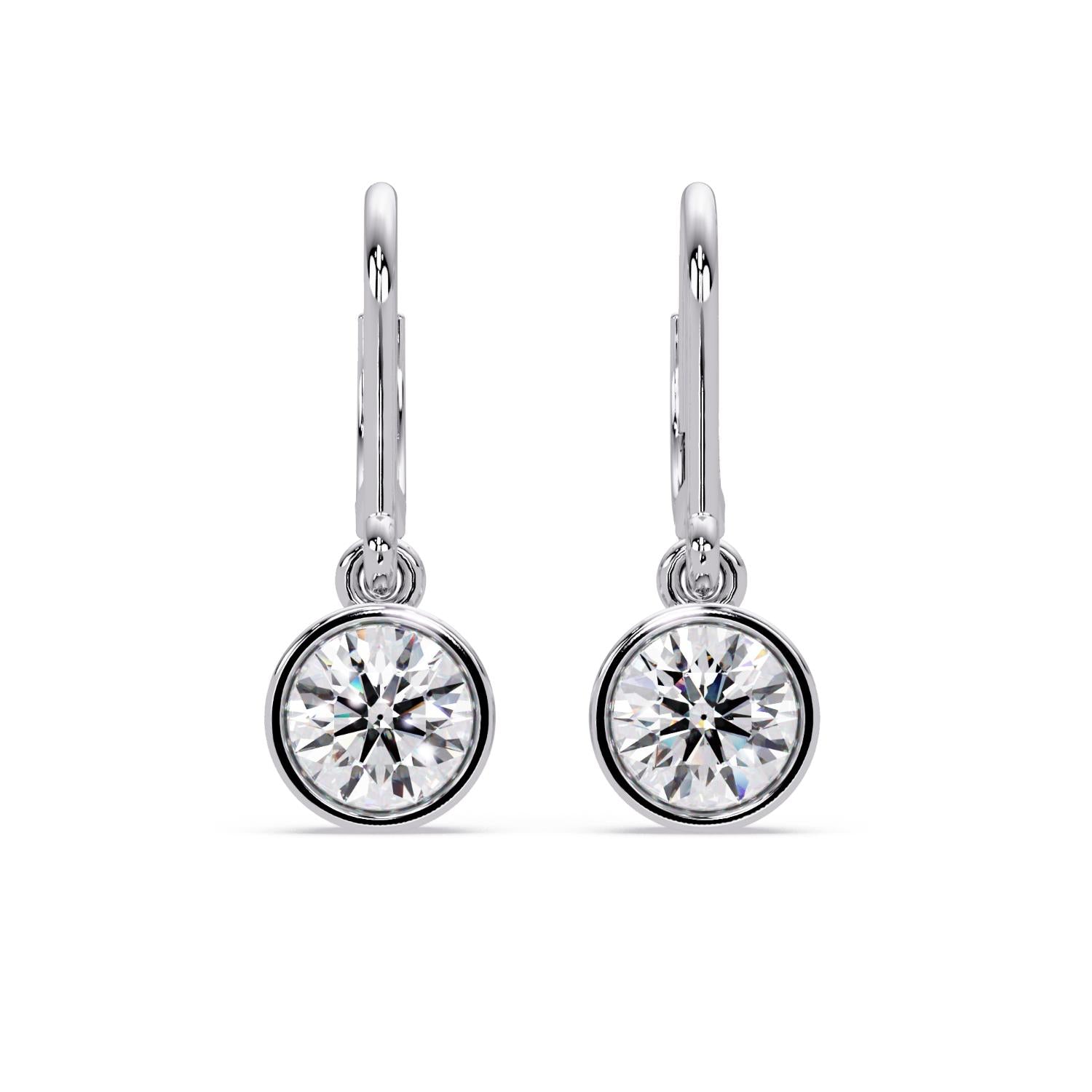 Round 2.05 Ct Lab-Grown Diamond Drop Hoop Earrings - Sterling Silver