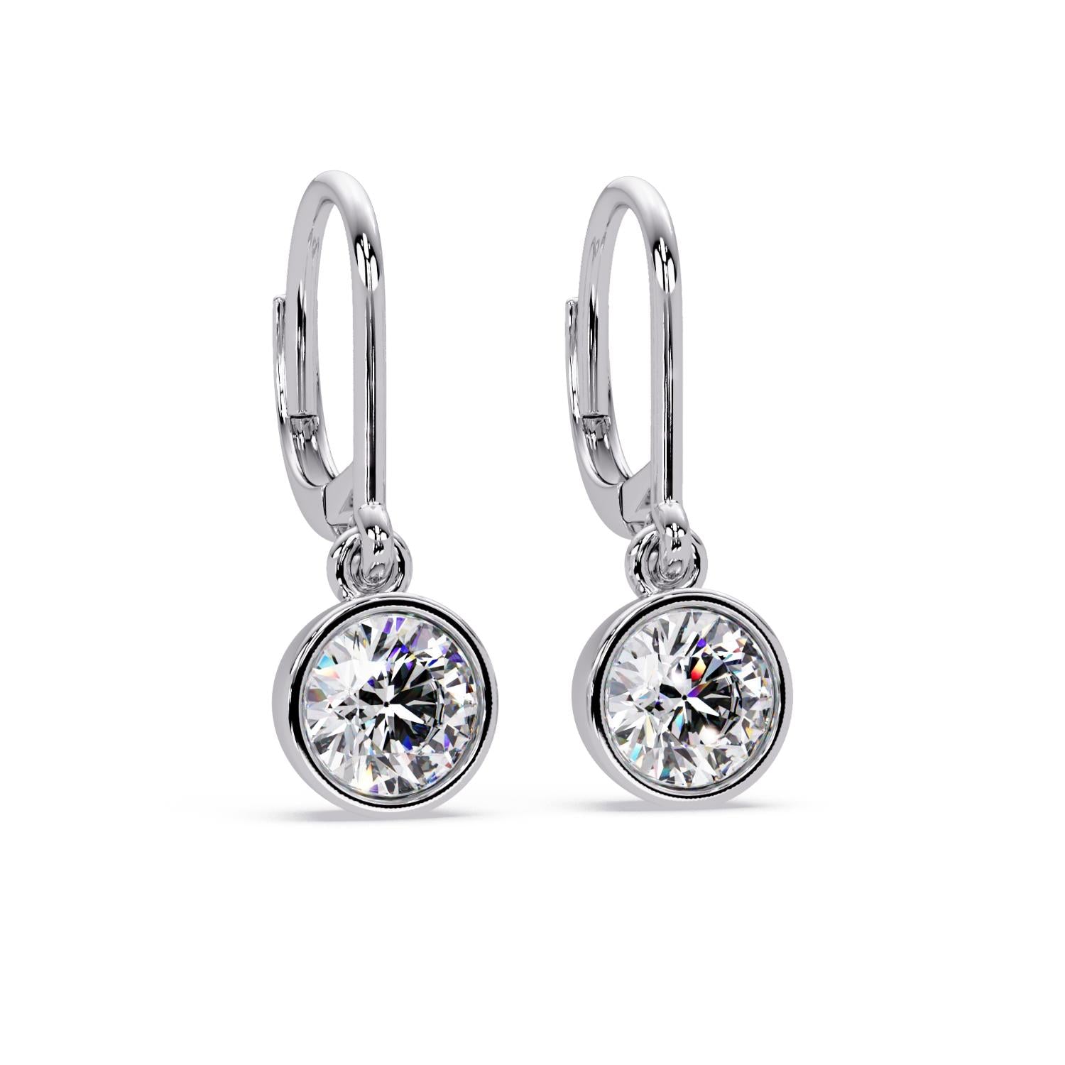 Round 2.05 Ct Lab-Grown Diamond Drop Hoop Earrings - Sterling Silver