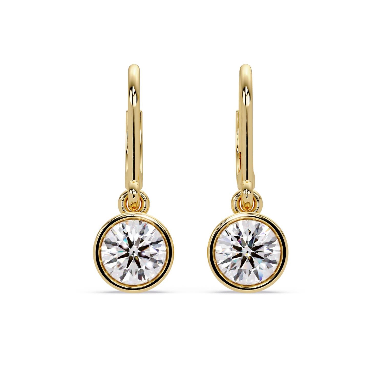 Round 2.05 Ct Lab-Grown Diamond Drop Hoop Earrings - Sterling Silver
