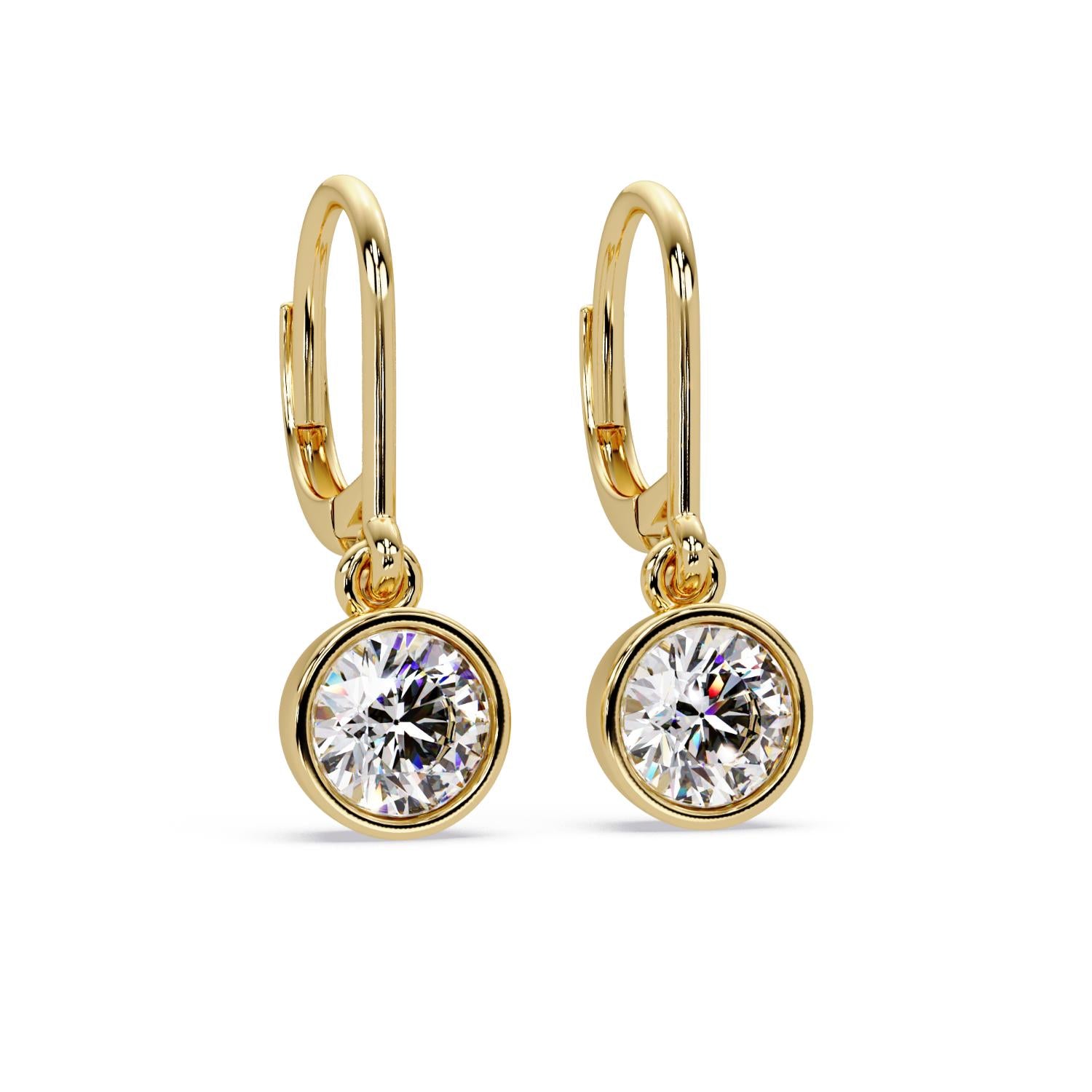 Round 2.05 Ct Lab-Grown Diamond Drop Hoop Earrings - Sterling Silver