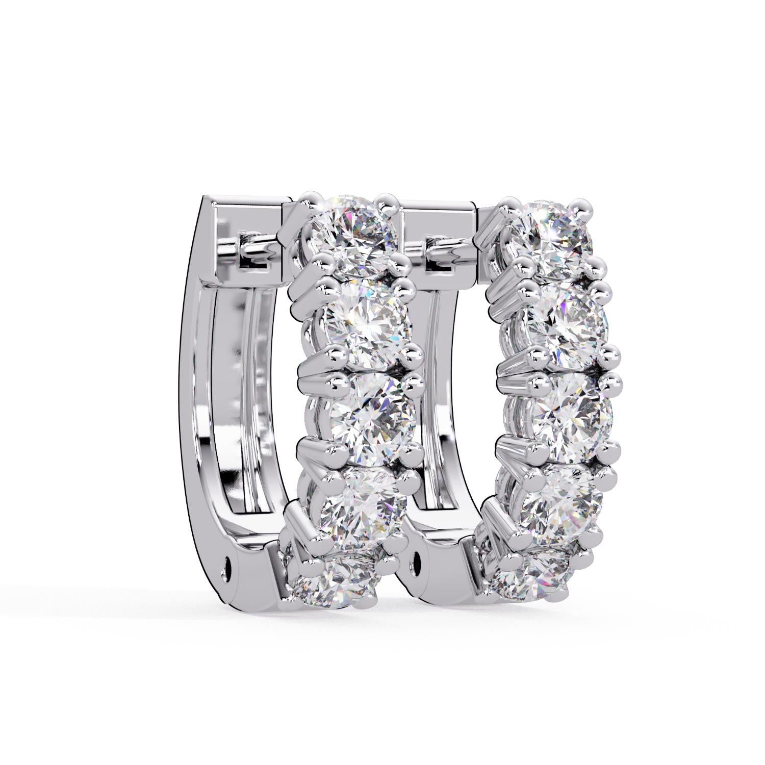 Round 1.00 Ct Lab-Grown Diamond Classic Hoop Pavé Earrings - Sterling Silver