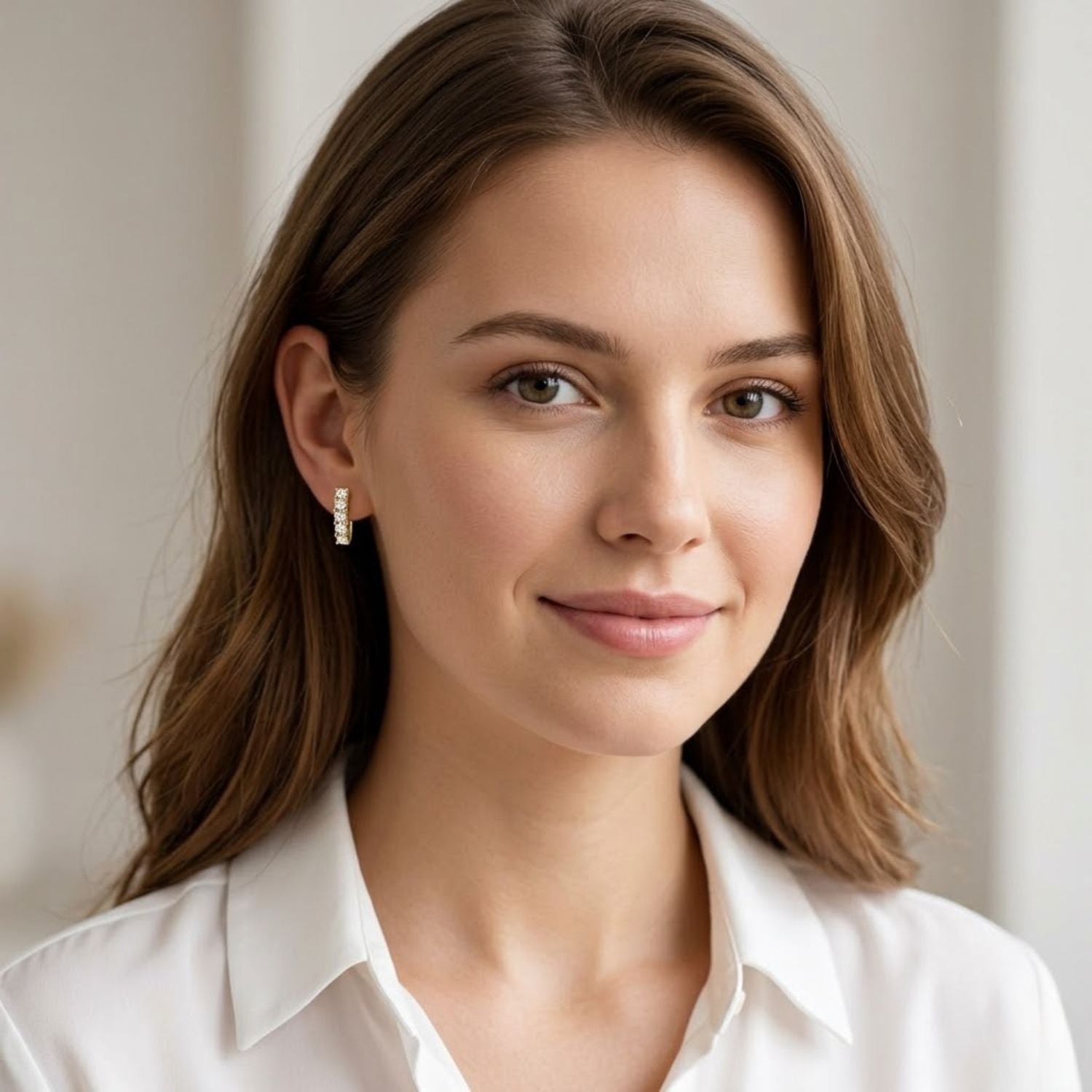 Round 1.00 Ct Lab-Grown Diamond Classic Hoop Pavé Earrings - Sterling Silver