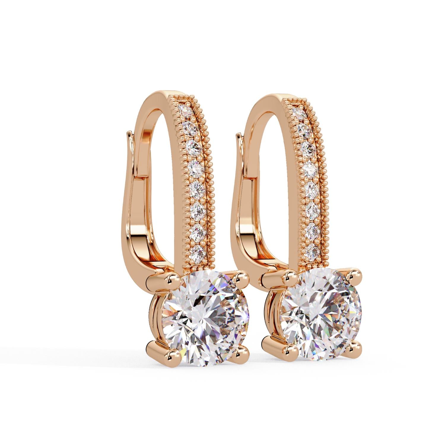 Round 2.20 Ct Lab-Grown Diamond Pavé Hoop Drop Earrings - Sterling Silver