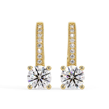Round 2.20 Ct Lab-Grown Diamond PavÃ© Hoop Drop Earrings - Sterling Silver