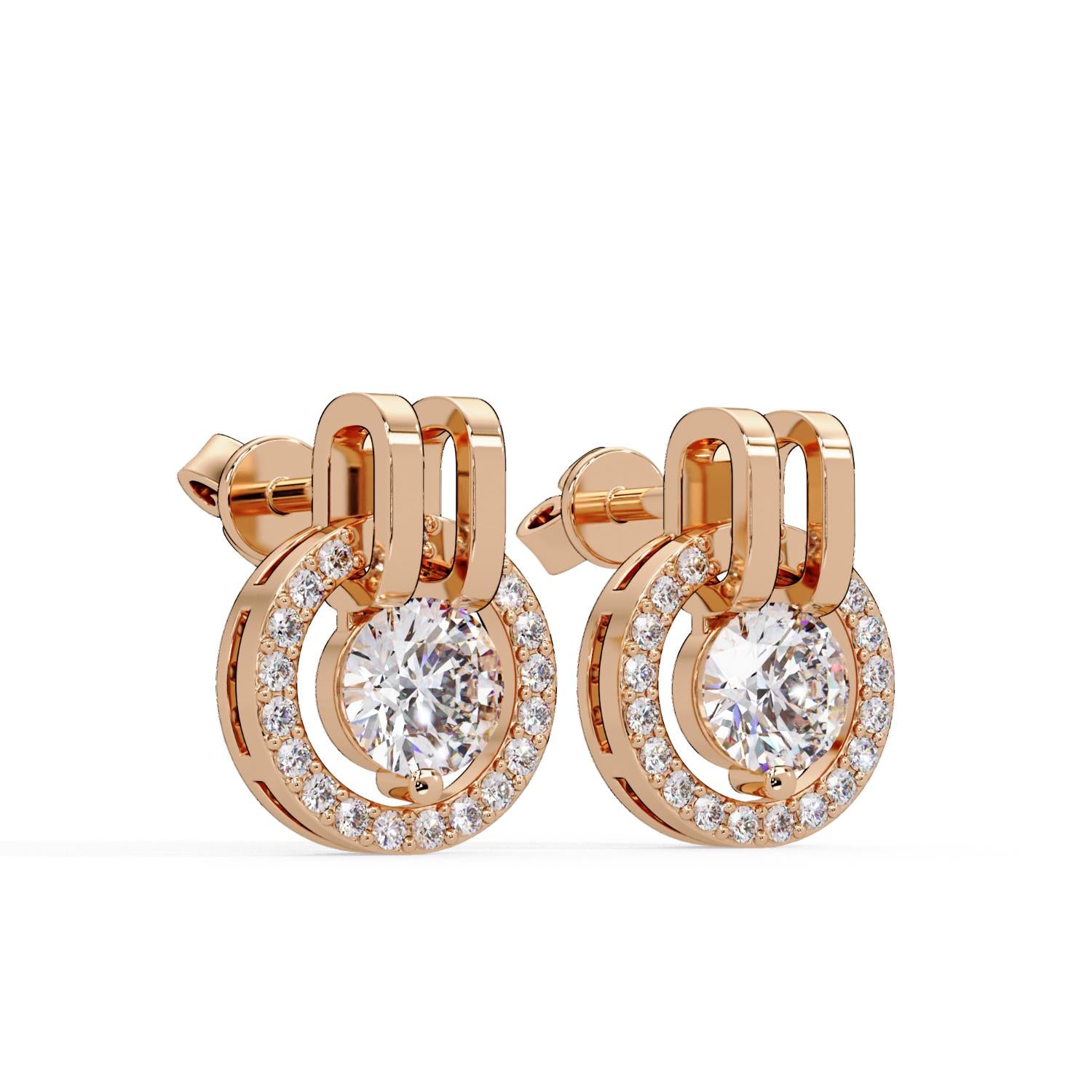 Round 1.55 Ct Lab-Grown Diamond Halo Circle Drop Earrings - Sterling Silver