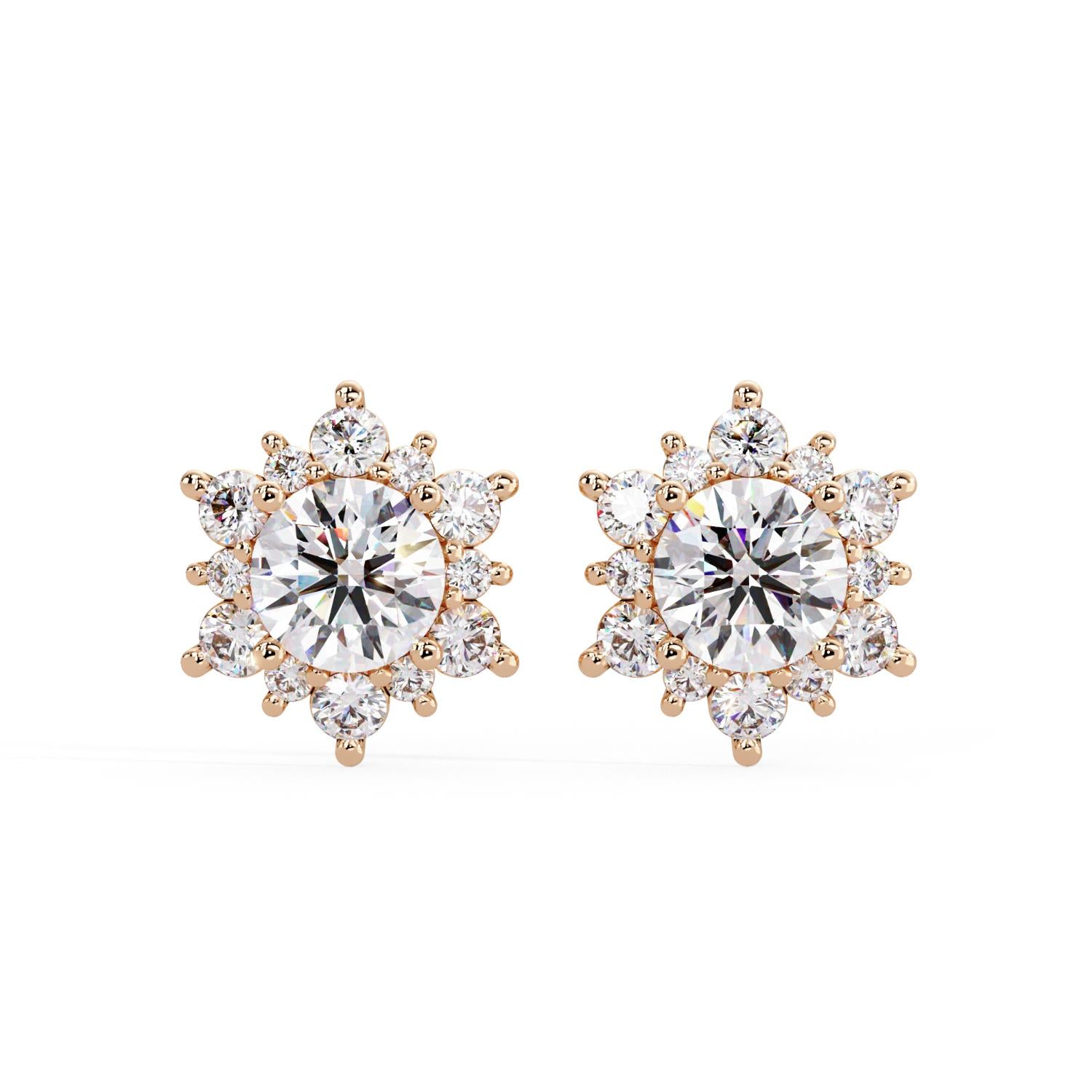 Round 3.00 Ct Lab-Grown Diamond Floral Cluster Halo Earrings - Sterling Silver