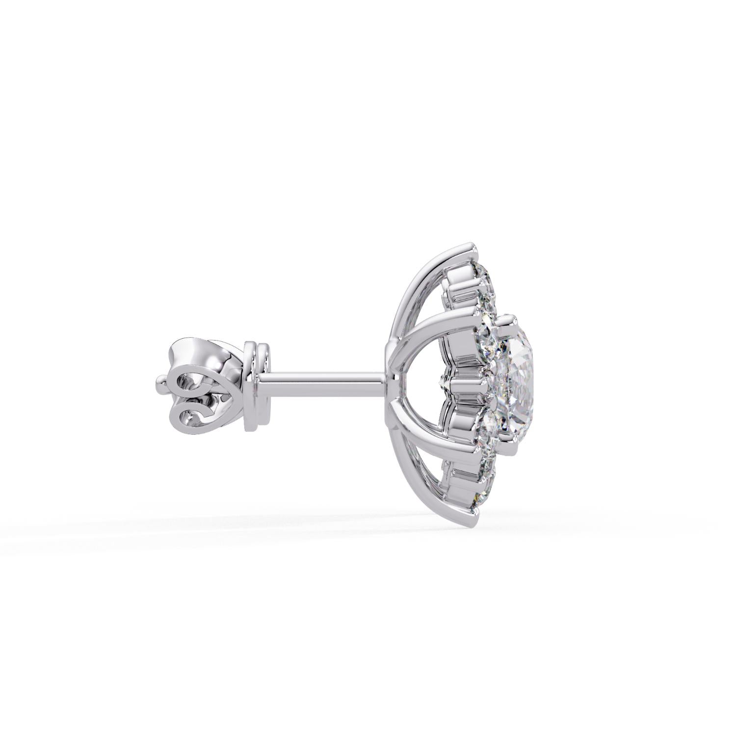 Round 3.00 Ct Lab-Grown Diamond Floral Cluster Halo Earrings - Sterling Silver