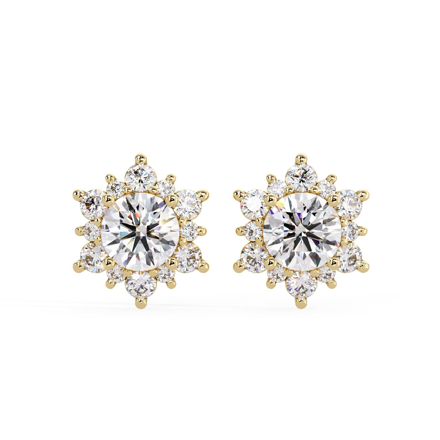 Round 3.00 Ct Lab-Grown Diamond Floral Cluster Halo Earrings - Sterling Silver