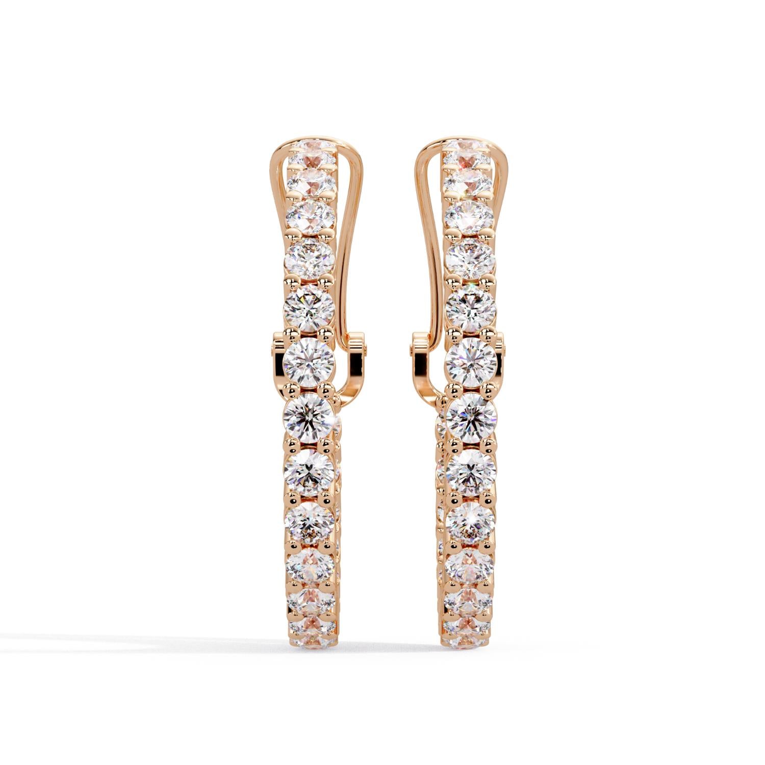 Round 4.50 Ct Lab-Grown Diamond Inside-Out Hoop Earrings - Sterling Silver