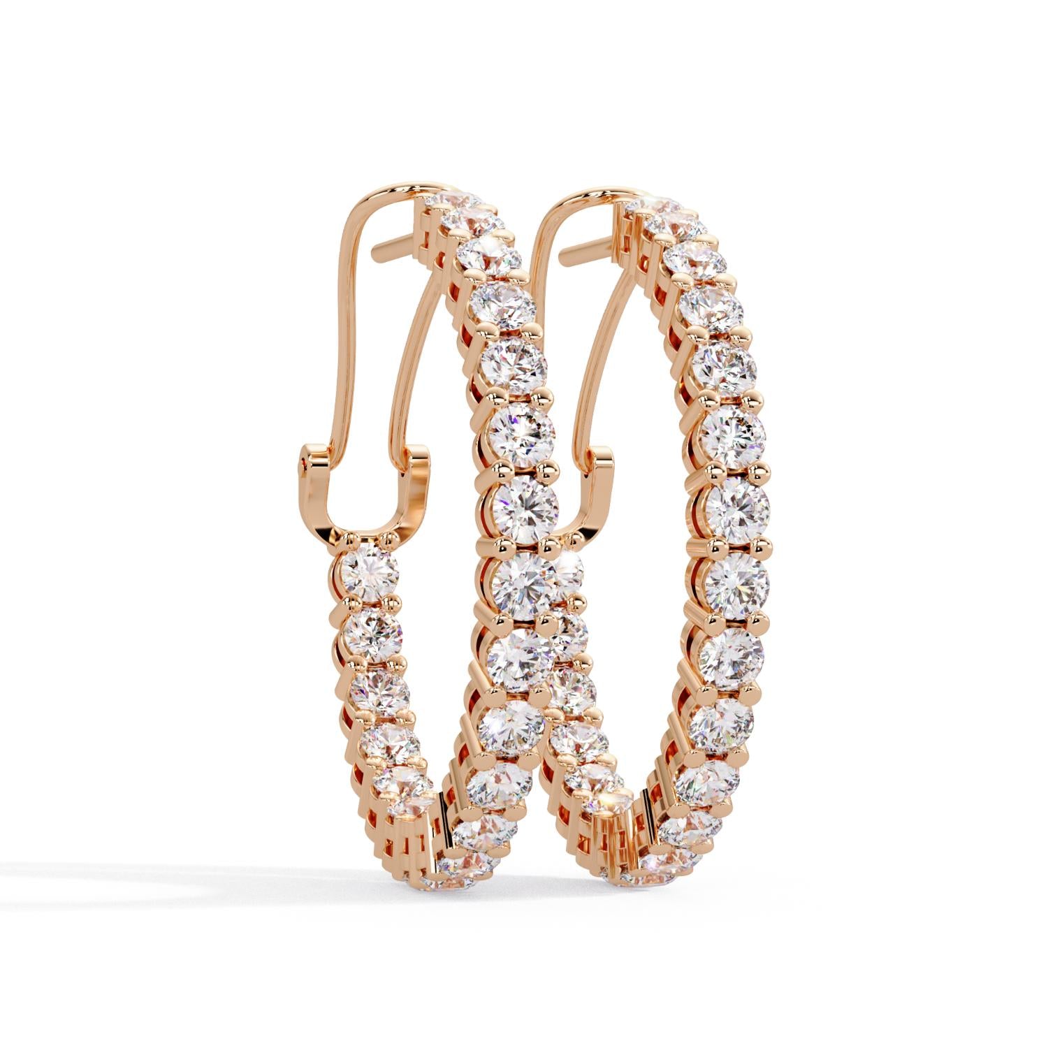 Round 4.50 Ct Lab-Grown Diamond Inside-Out Hoop Earrings - Sterling Silver