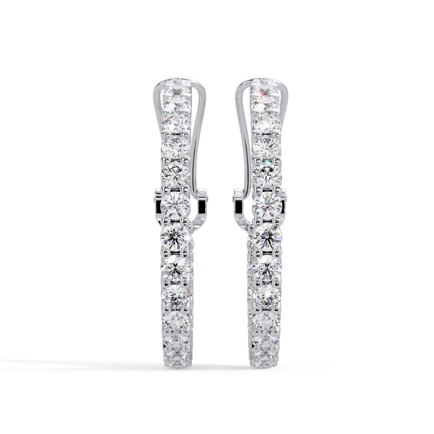 Round 4.50 Ct Lab-Grown Diamond Inside-Out Hoop Earrings - Sterling Silver