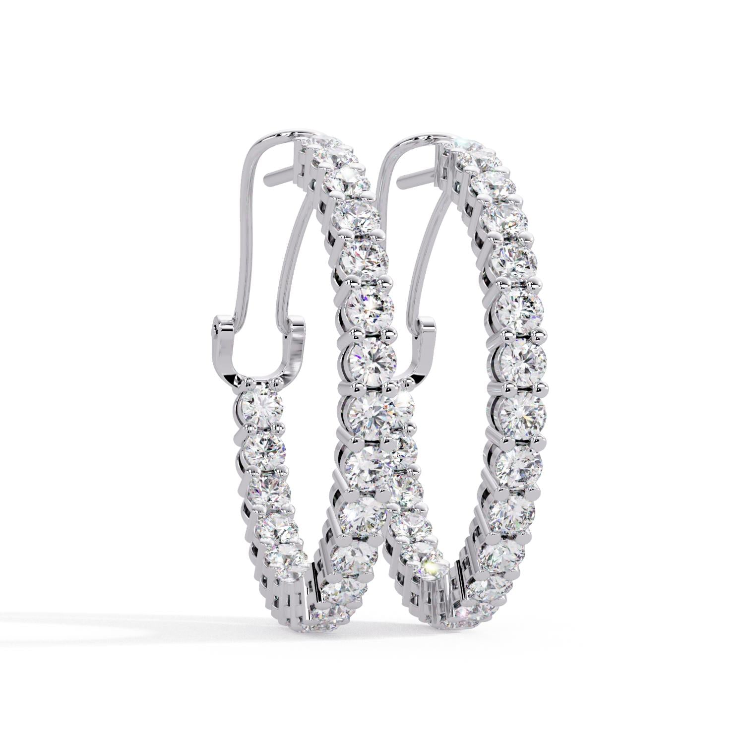 Round 4.50 Ct Lab-Grown Diamond Inside-Out Hoop Earrings - Sterling Silver