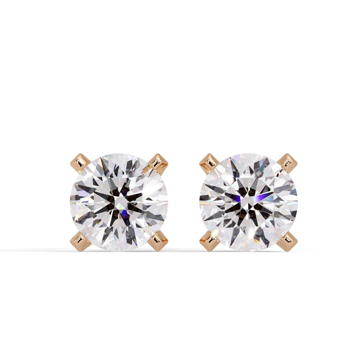 Round 3.00 Ct Lab-Grown Diamond Classic Solitaire with Hidden Halo Earrings - Sterling Silver