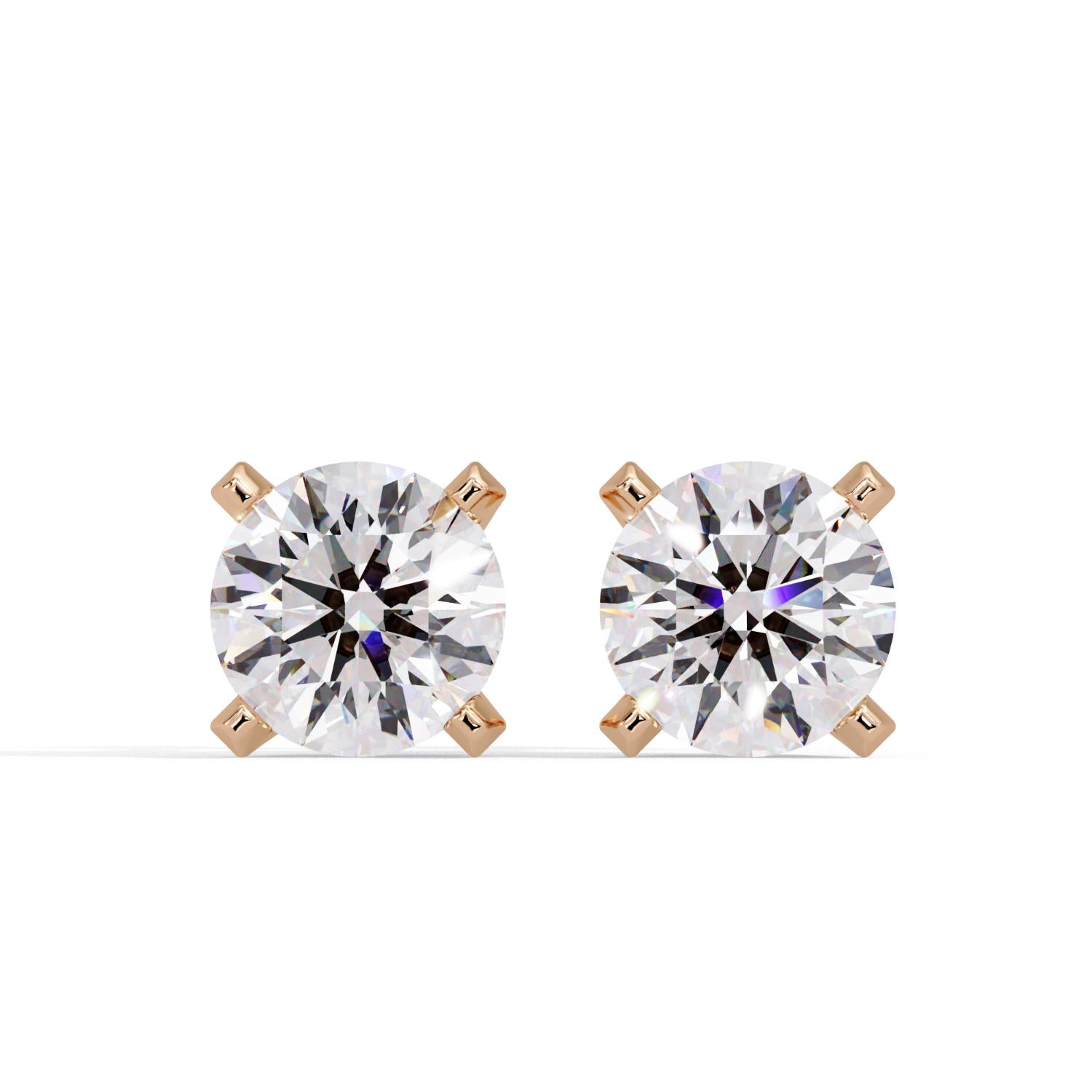 Round 3.00 Ct Lab-Grown Diamond Classic Solitaire with Hidden Halo Earrings - Sterling Silver